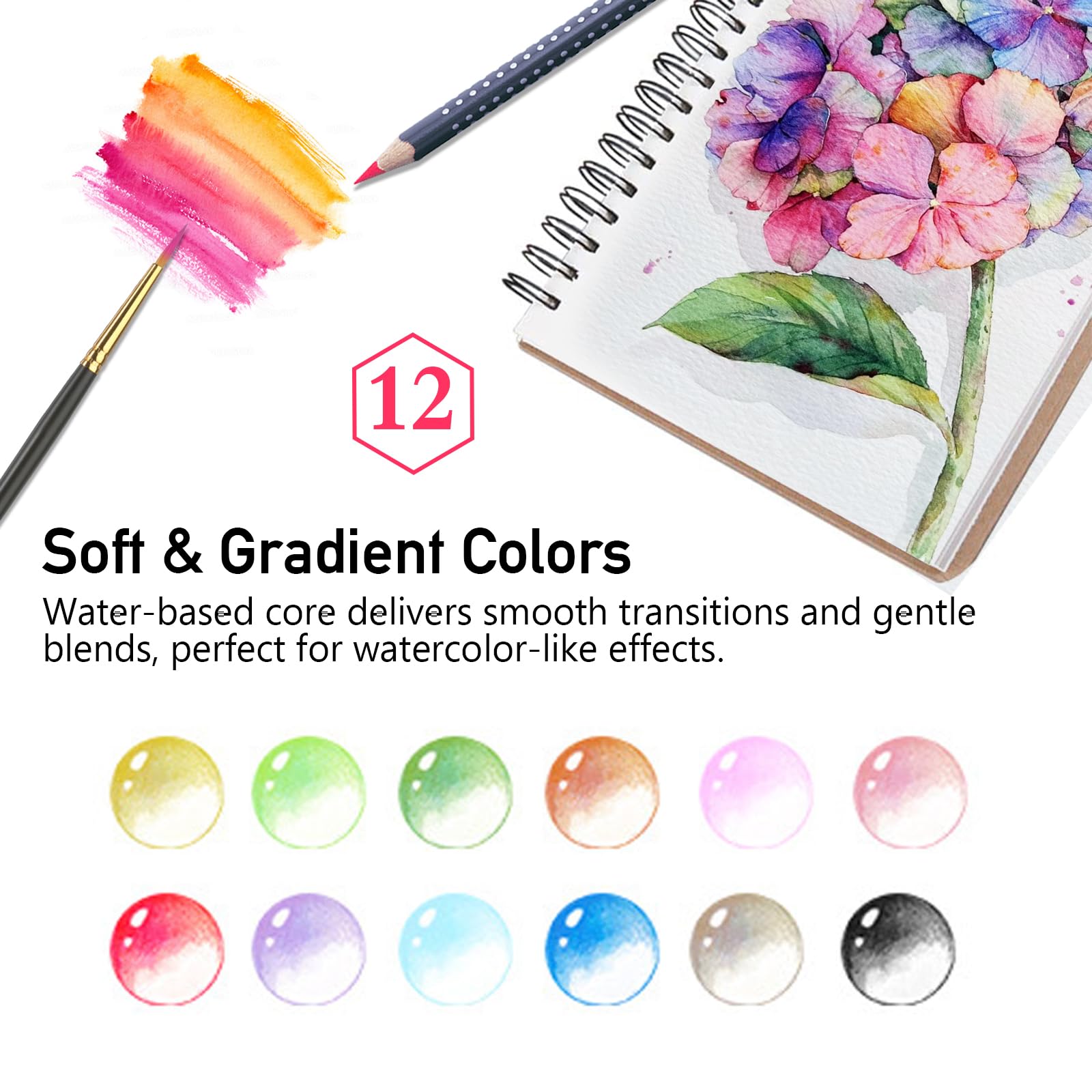 Surcotto Watercolour Pencils - 36 Colouring Pencils Watercolour,Water-Soluble Coloured Pencils for Adults - Image 2