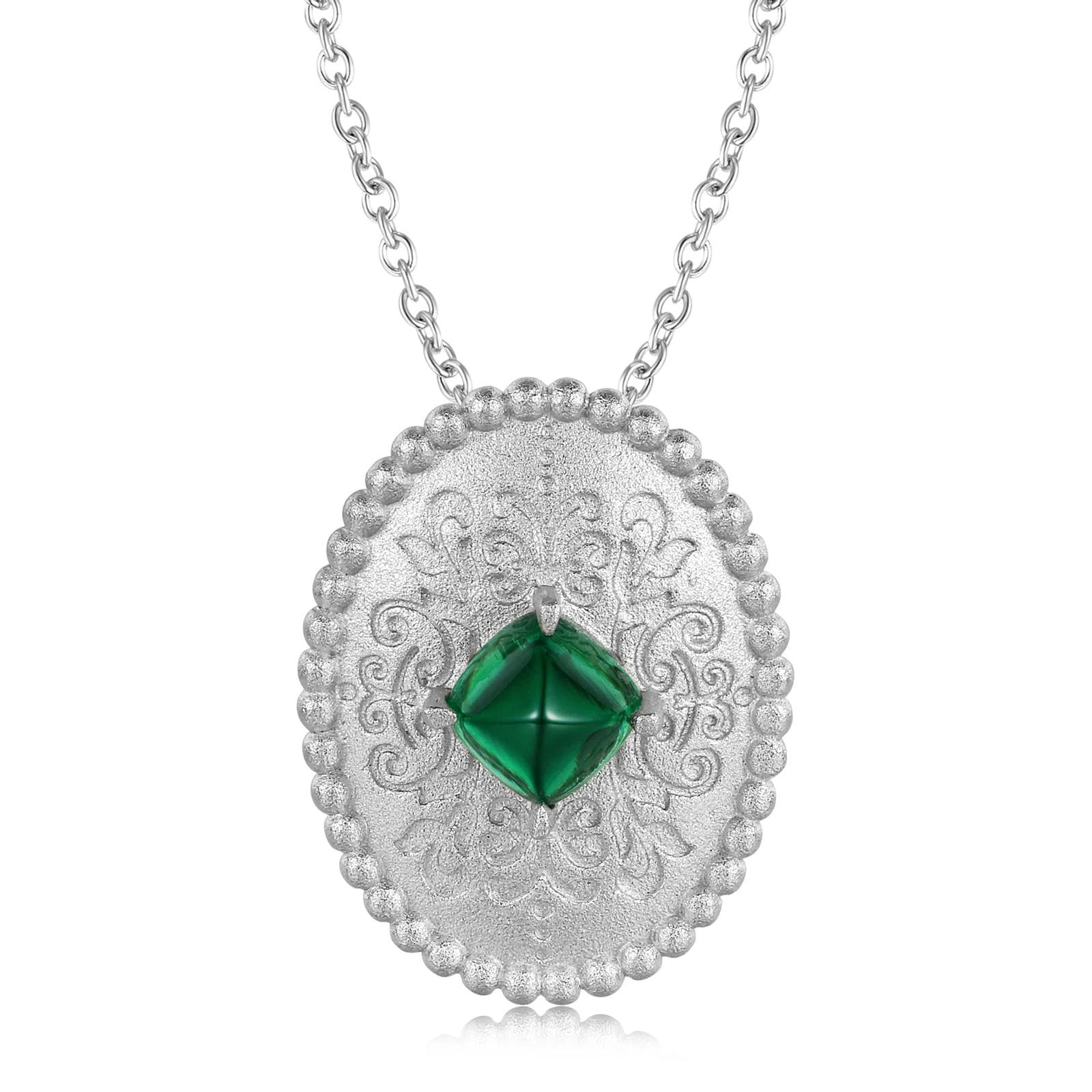 Bague ovale vert ZH1YFD anti-ternissement argent 925 confortable - 7
