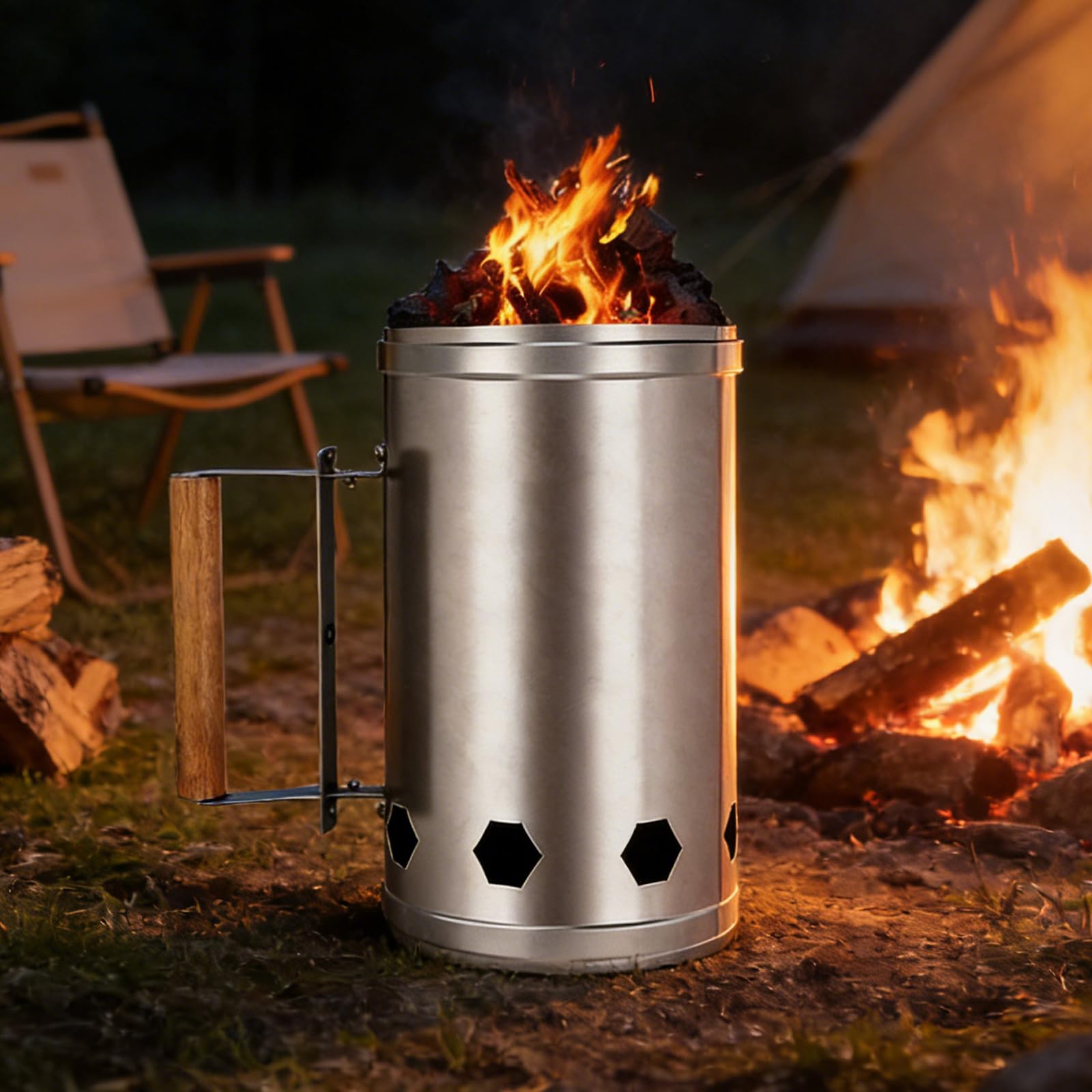 Démarreur Barbecue: 27×17cm Démarreur de Charbon de Bois, Cheminère pour Barbecue, Rapide et Facile avec Poignée de Sécurité, Idéal pour Camping et Grillades en Plein Air