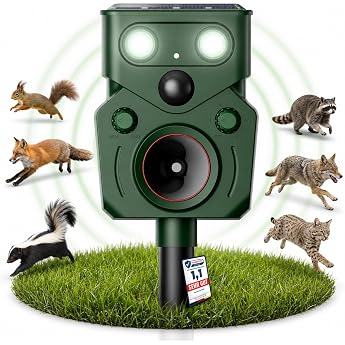 MEKEET Ultrasonic Cat Repeller for Garden Solar Animal Repeller Ultrasonic with Motion Sensor Cats Repel Garden Repellent Against Cats Fox Bird Deer Pigeons Raccoons