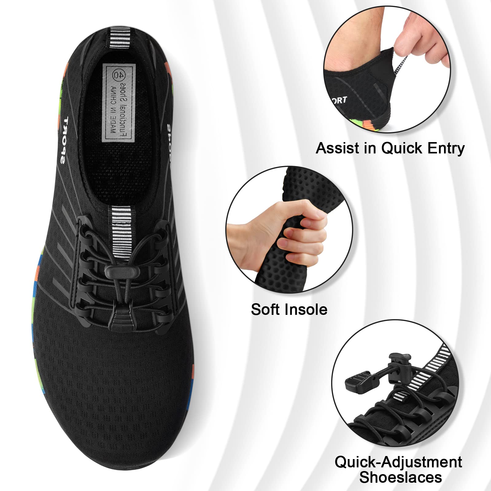 ATHMILE Zapatos de agua para hombres y mujeres, zapatos de río, para adultos, natación, playa, lago, piscina, calcetines acuáticos de secado rápido para senderismo, surf, kayak, crucero, esencial