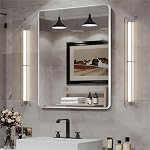 Miroirs à cadres noirs pour salle de bains, 24 x 36 Miroir de salle de bain rectangle pour mur, miroir noir mat avec verre trempé, anti-rouille, suspendu horizontalement ou verticalement
