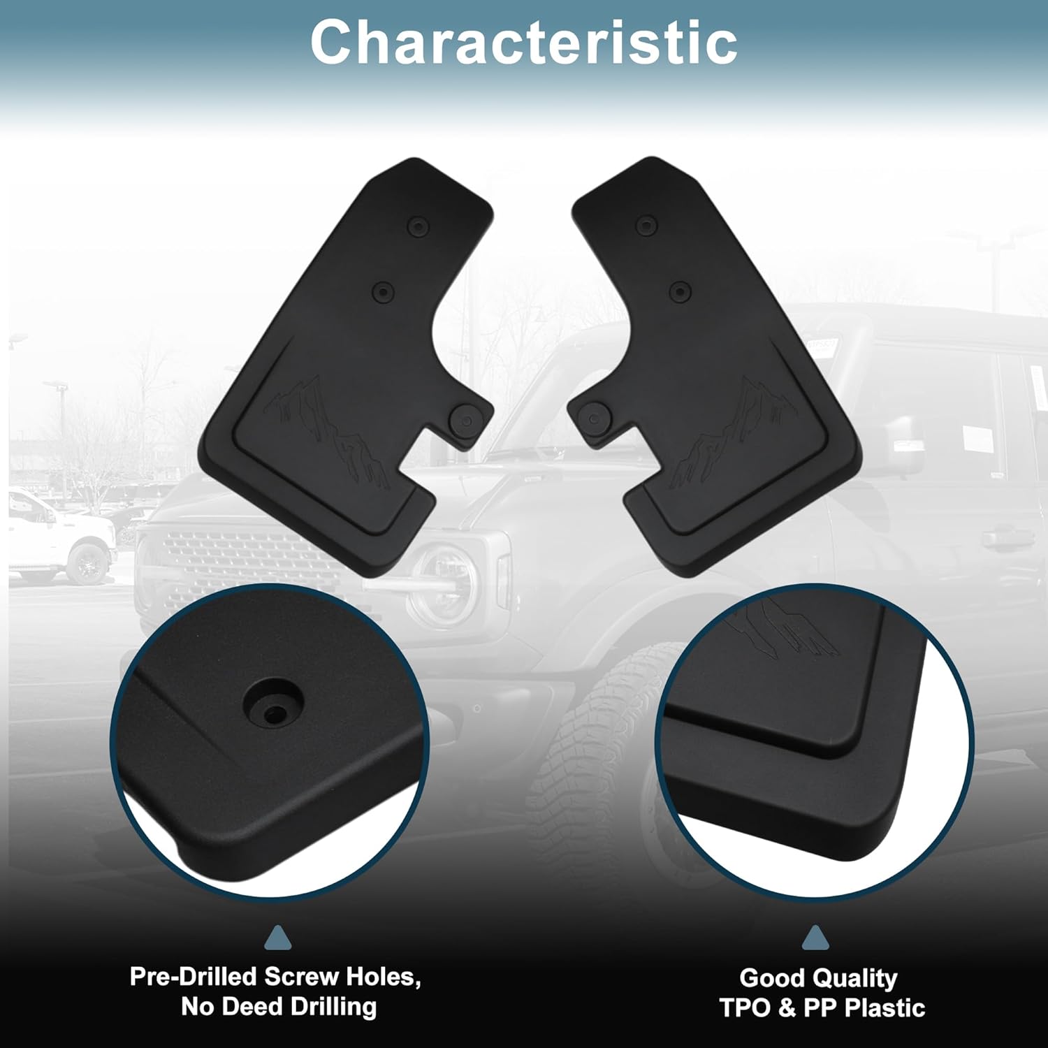Truck Mud Flaps Splash Guards for Ford Bronco 2021-2025 2/4-Door Front & Rear Wheel Fender Guards All Weather Mud Guards Protection Kit
