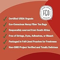 Vista 7 de FGO Té de rooibos orgánico, bolsitas de té ecológicas, 100 unidades, el embalaje puede variar (paquete de 1)