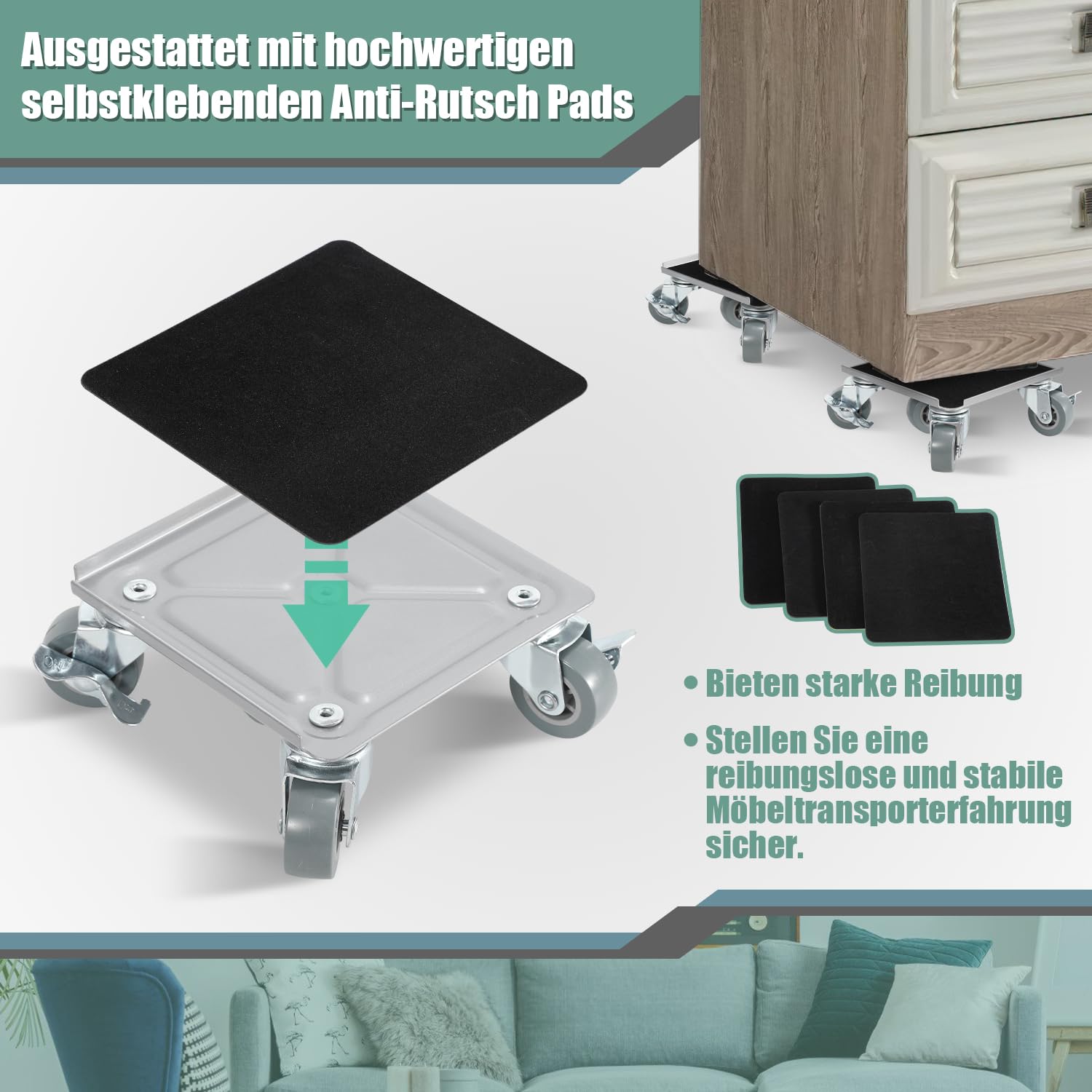 Meubeltransportwielen 5-delig – Meubelroller Set met