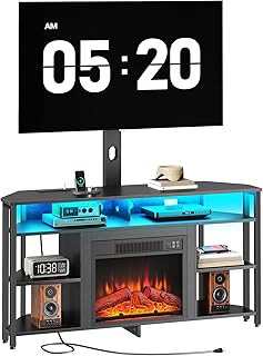 HOOBRO Corner Fireplace TV Stand with Mount for up to 75