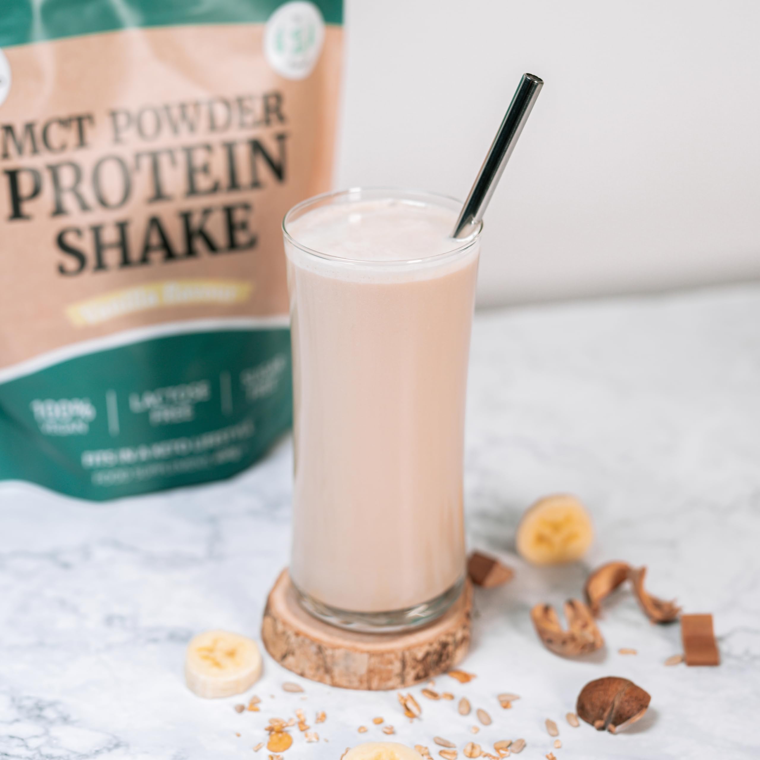 Go-Keto MCT Vegan Protein Shake Vanilla, 400g polvere | con MCT dall'olio di cocco per la tua dieta keto | proteine ​​vegane da proteine ​​di piselli e proteine ​​di riso