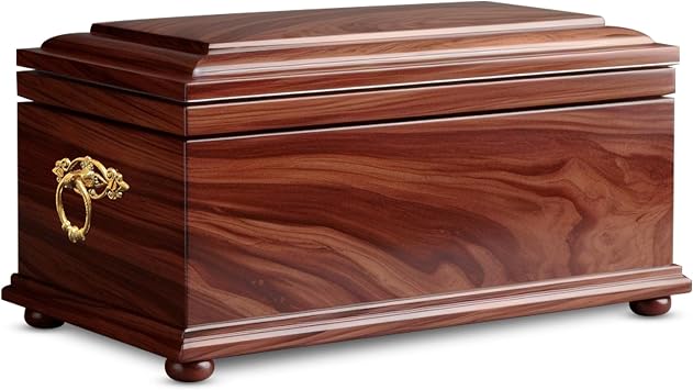 Trupoint Memorials Wood Cremation Urns for Human Ashes, Casket for Humans, Decorative Burial Urn for Adult Men & Women Large, Brown Rosewood