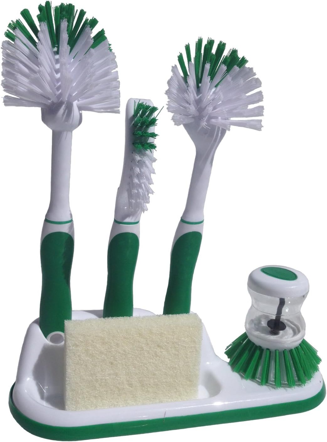 Powerstone Kitchen Cleaning 6 Piece Set, Including Sponge and Caddy Scrubber for Dishes, Bottles, Utensils, Sinks, Grout, Peeling and Cleaning Vegetables (Green)