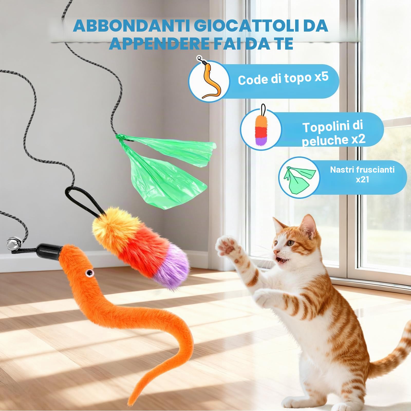 Giochi Automatici/Automatiche per Gatti di Interno con Telecomando, Giochi Interattivi, Giochi di Esercizio con Velocità Regolabile, Suoni di Topo Realistici, Fa Correre e Cacciare i Gattini Ennuyati