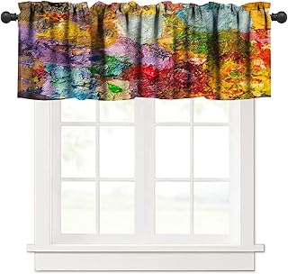 Multicolor Abstract Kitchen Valance Curtain Artist Oil Art Ink Printing ...