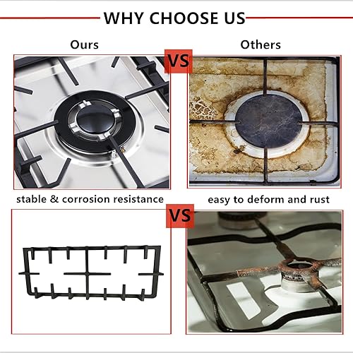 Miniatura 6 de Estufa de gas de 4 quemadores, estufa de gas de 23 pulgadas, de acero inoxidable, cocina de gas incorporada, cocina de gas natural plateada para