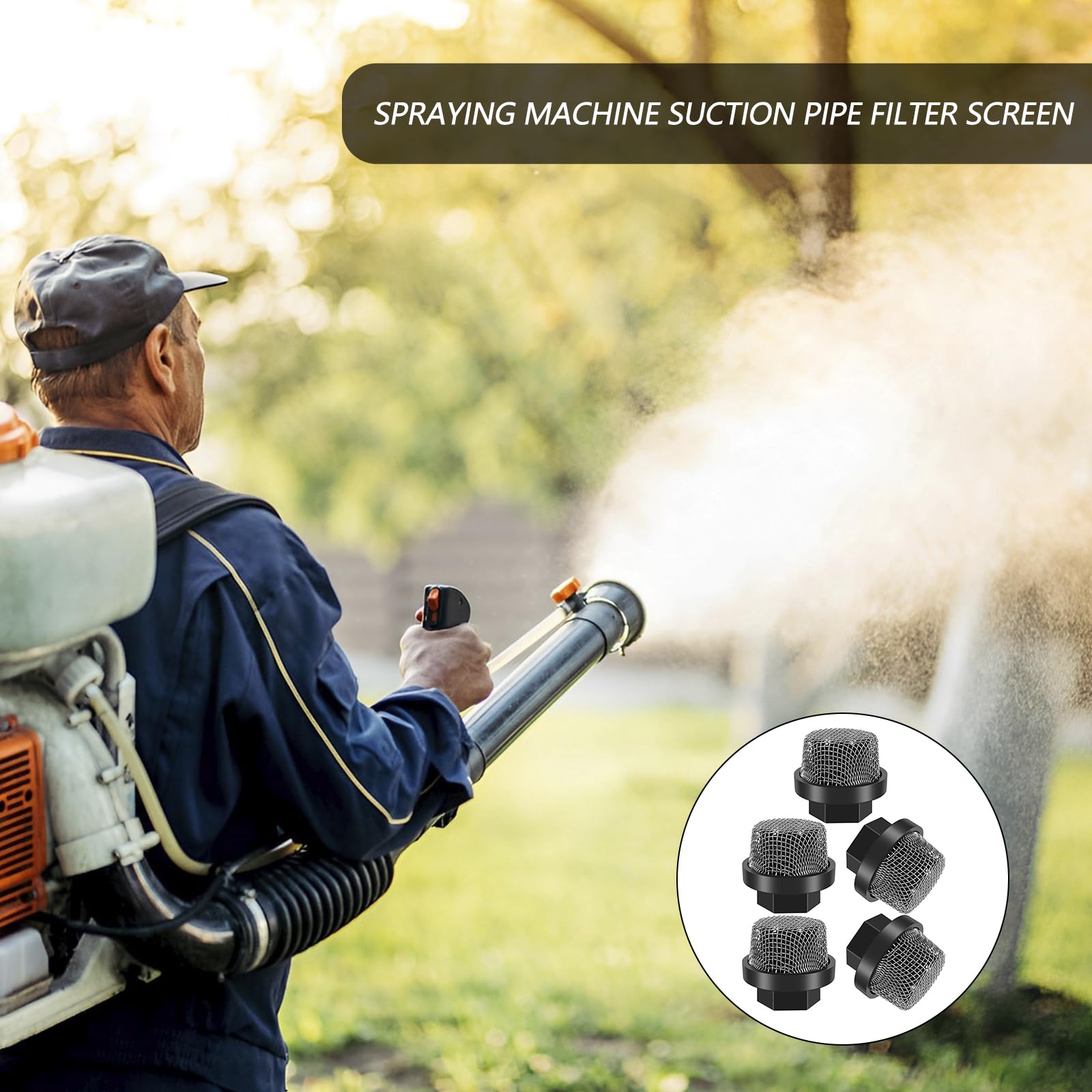 Ghopy 5Pcs Hose Inlet Strainer Screen Set Compatible with 390/Ultra 395/495 Stainless Steel Inlet Suction Strainer Filter Durable 7/8inch UNF Paint Spray Tool Pump Inlet Mesh Filter(Silver)