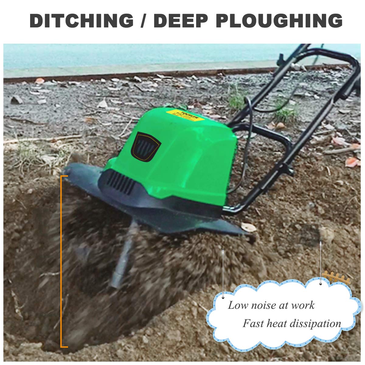 Motobineuse de Jardin, motoculteurs électriques 1500 W, Largeur agricole 18 Pouces, cultivateur Greenworks à Faible Bruit avec rallonge de 98 Pieds pour Jardin, pelouse, Potager