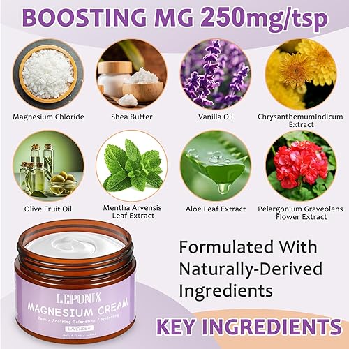Miniatura 5 de Crema de magnesio para el sueño y la recuperación muscular, loción tópica calmante de magnesio para calambres en las piernas, comodidad en las