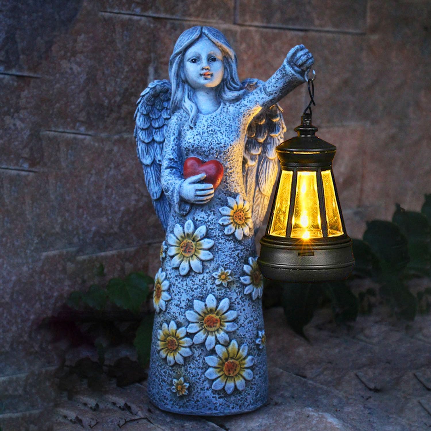 Solar Garden Angel Statues,Outdoor Angel Figurines Lights Waterproof Statue Decor Lanterns for Yard Patio Porch Decoration Gift for Mom Grandma (Minimalist)