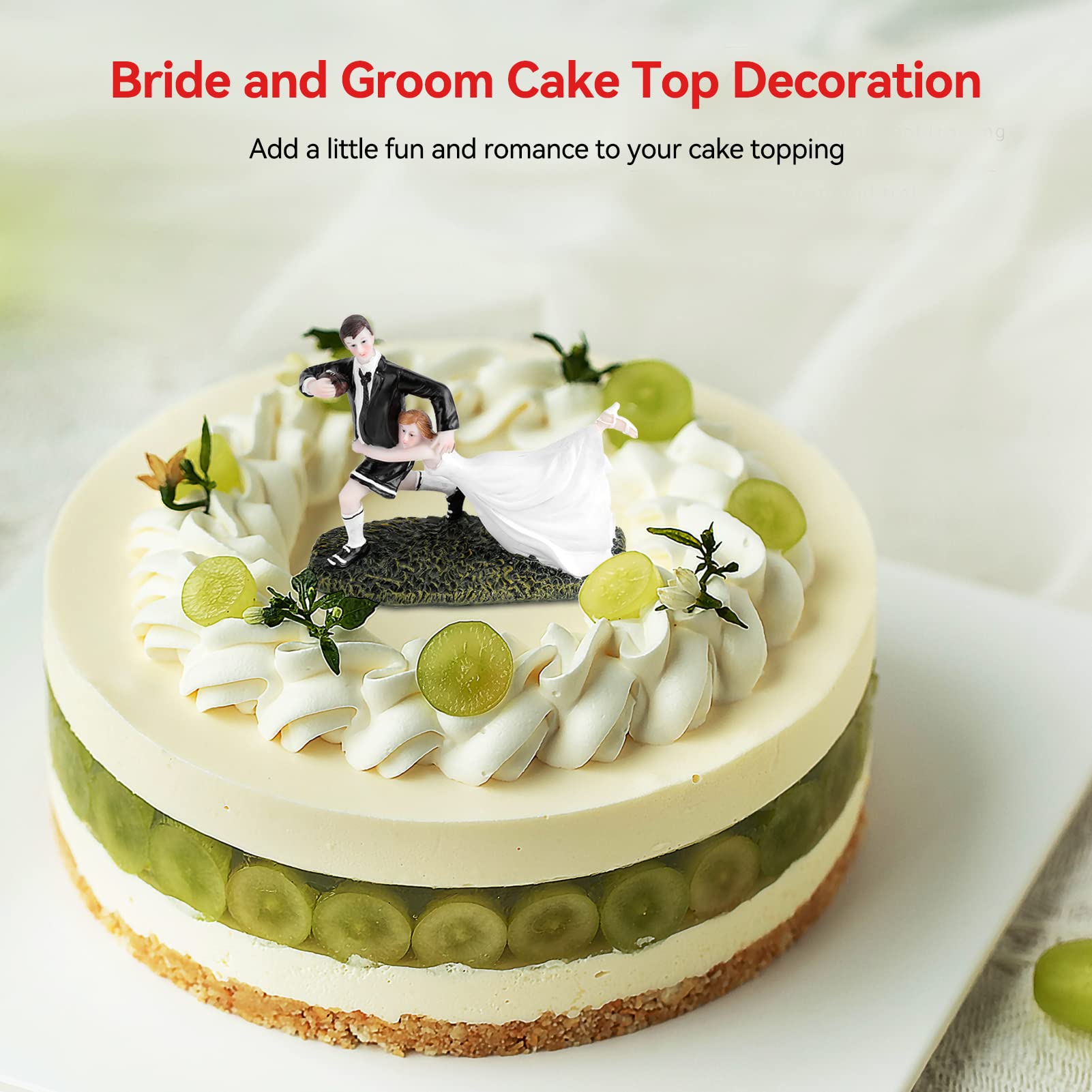 Bride and Groom Cake Topper, Wedding Cake Topper Mr and Mrs Resin Figurine Bride and Groom Figurines Couple for Wedding Cake Decoration - Image 2
