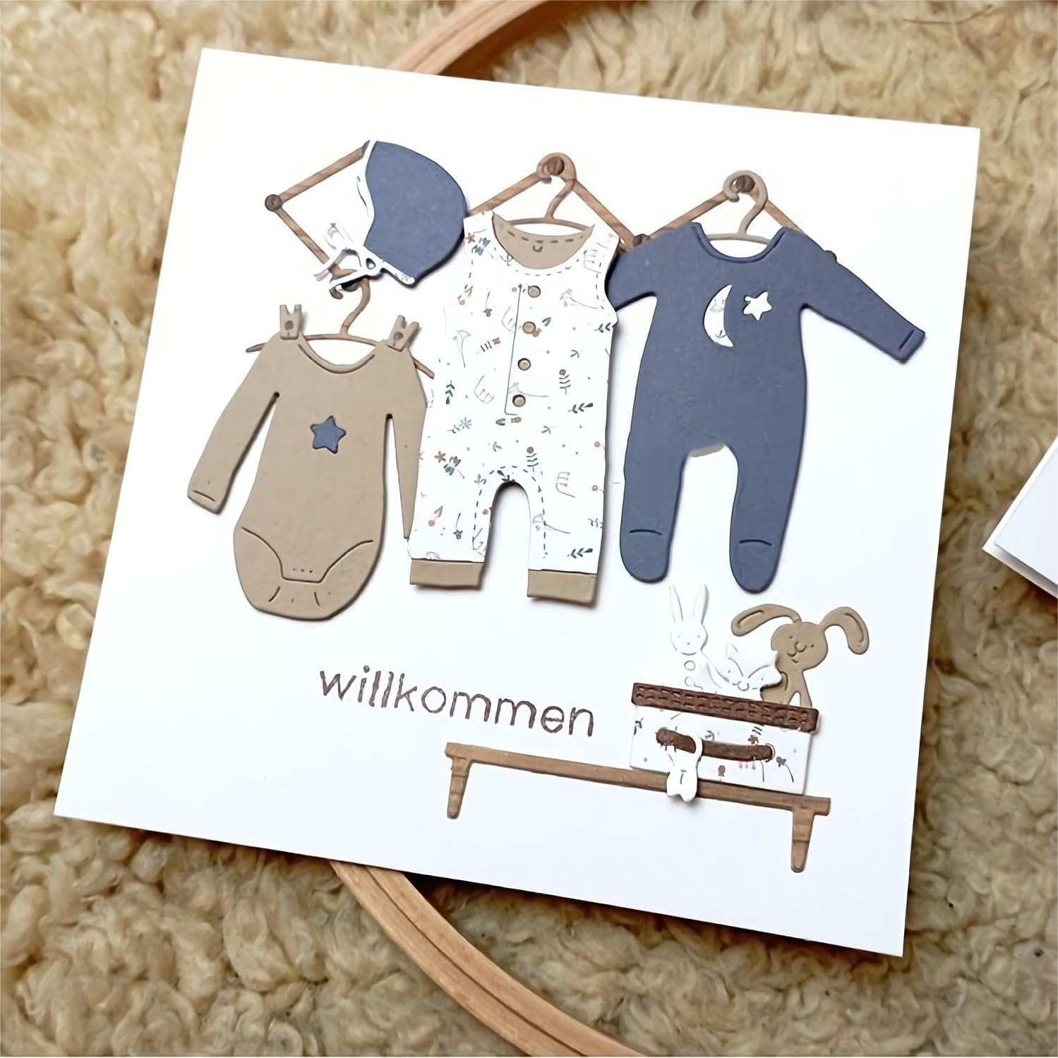 3pcs Baby Girl Dress and Baby Boy Overalls Die Cuts for Card Making,Metal Cutting Dies Embossing Paper Dies for Scrapbooking DIY Album Card Making Supplies (04)