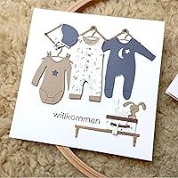 Vista 3 de 3 piezas de vestido de bebé niña y overoles troquelados para hacer tarjetas, troqueles de corte de metal, troqueles de papel en relieve para álbumes