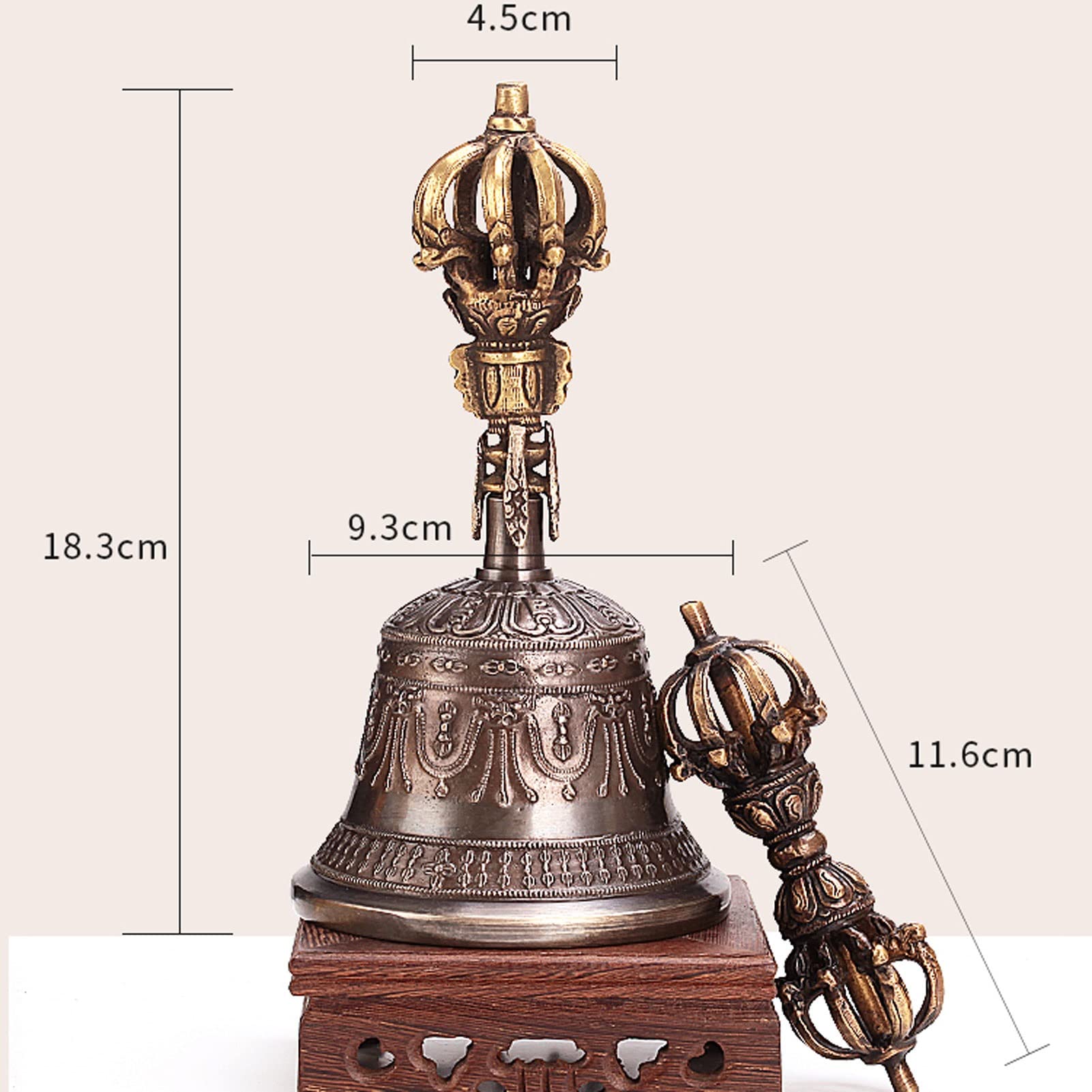 Juego de campana de meditación budista tibetana y Dorje, artesanía extraordinaria, hermosa campana de mano, destaca entre la multitud