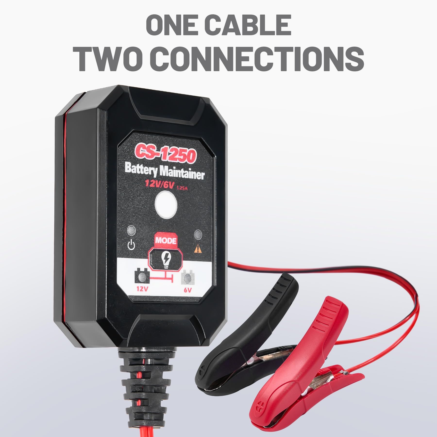 KOOPOOL 1.25A Smart Car Battery Charger: 6V & 12V, for Auto, Moto, ATV. Functions as Maintainer, Trickle/Float Charger & Desulfator for Li-ion & Deep Cycle Batteries