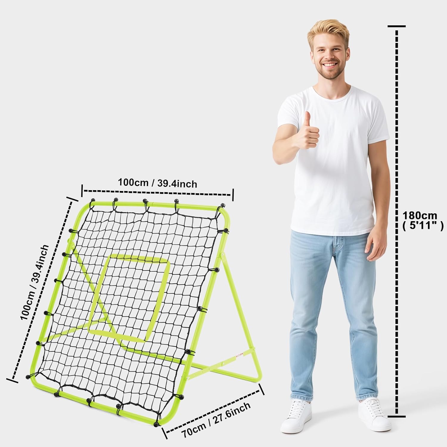 Adjustable Soccer Rebound Net | Soccer Trainer with Steel Frame | Portable Folding Rebounder for Passing & Shooting Practice | Outdoor Sports Equipment for Youth & Adult