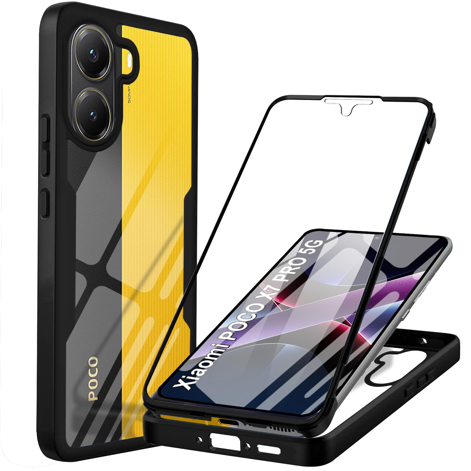 Pour Xiaomi Poco X7 Pro 5G - Pack Complet - Coque Résistante Transparente + 2 Films Vitre Protection écran En Verre Trempé - Téléphonie