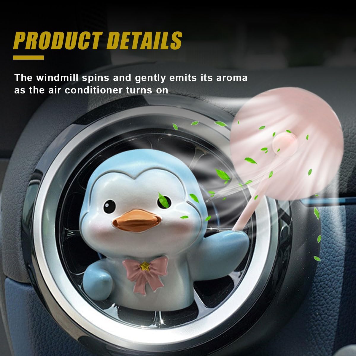 Cute Penguin Car Air Vent Clips, Rotating Windmill Car Air Conditioner Outlet Clip, Animal Car Dashboard Air Vent Trim Clip, Auto Interior Decoration Accessories (Penguin)