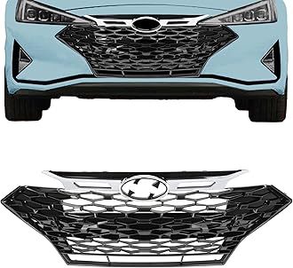 KUAFU Front Grill Compatible with 2019-2020 Hyundai Elantra Sport Sedan 86350F2NA0 HY1200246 Upper Bumper Grille Painted+Chrome Black&Silvery
