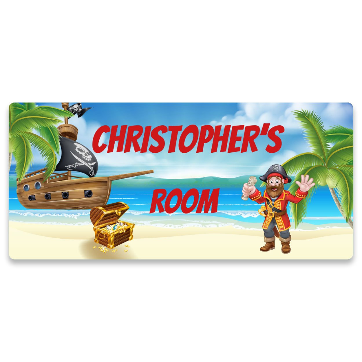 Paper Themes Pirate Treasure Bedroom Door Sign Personalised For Kids Bedrooms | Personalised Door Signs | (Pirate Treasure)