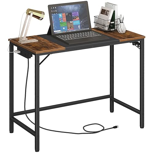 HOOBRO Computer Desk, Home Office Desk with Power Outlet, Modern
