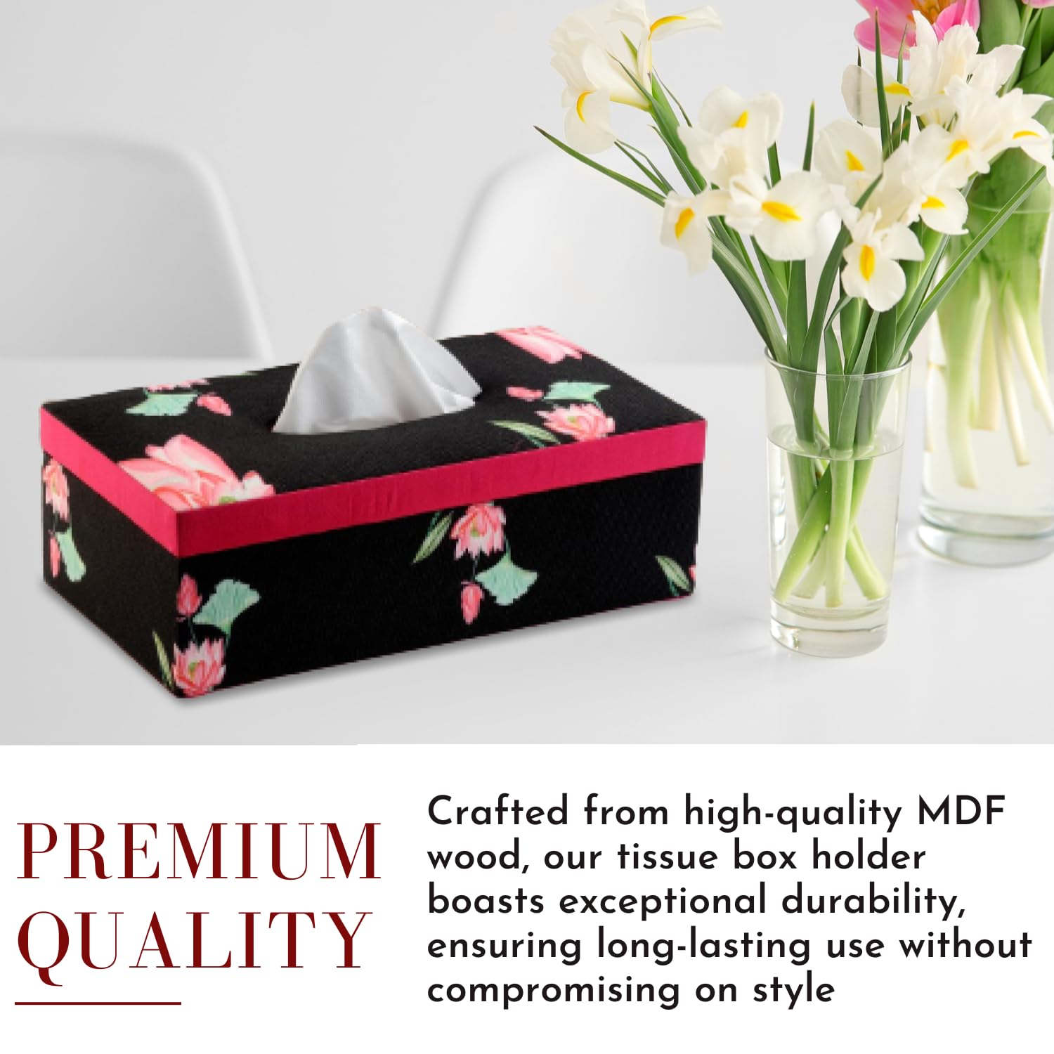 SEJ by Nisha Gupta Tissue Paper Box Holder | Tissue Box for Gifting, Office Desks, Cars & Home Decor | Tissue Holder Dining Table | Handcrafted Rectangular Napkin Holder | Tissue Paper Holder 2