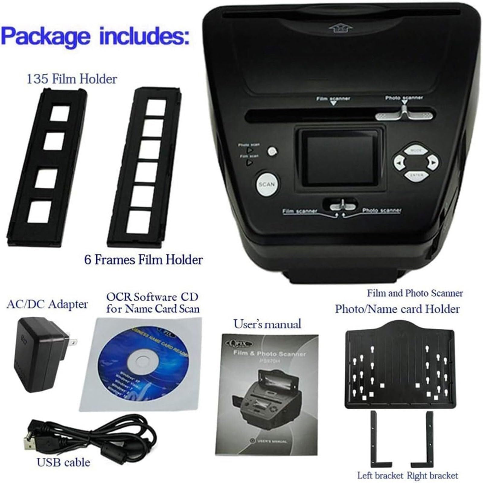Scanner numérique de 16 MP (3 x 5/4 x 6/5 x 7 photos papier), scanner pour films négatifs de 135 (35 mm) + logiciel OCR pour le tri des cartes de visite pour le sauvetage du film