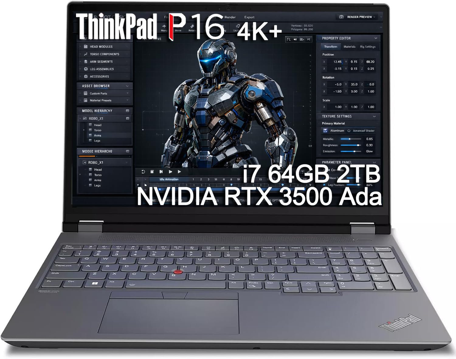 Lenovo ThinkPad P16 Laptop, 4K+, i7-14700HX, NVIDIA RTX 3500 Ada, 64GB/2TB