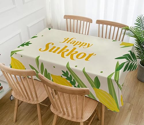 Miniatura 2 de Hafangry Mantel de Sukkot Decoración de Sukkah, Etrog Lulav, suministros de vacaciones judías, rectangular, cocina, comedor, hogar, mantel de 60 x
