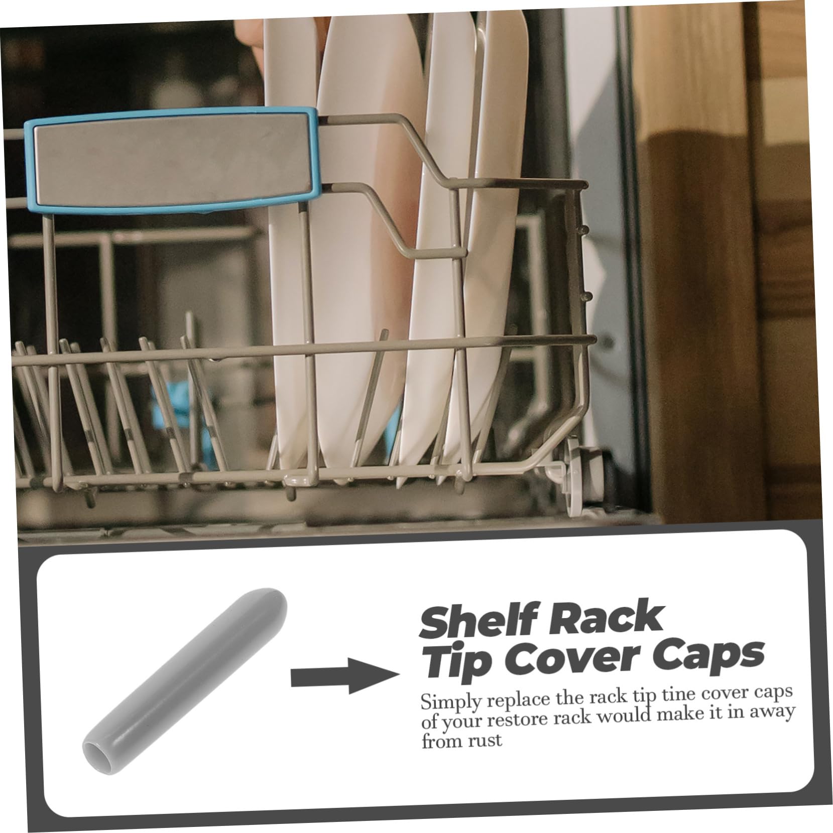 STOBAZA 150pcs Dishwasher Prong Rack Caps Round End Caps for Wire Shelves Protector Covers for Exposed Screws Sharp Tips Easy Push Installation for Kitchen Organization