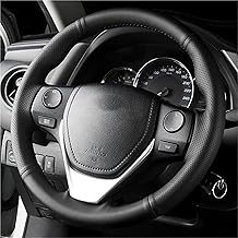 Steering Wheel Cover for Toyota for RAV4 2013-2019 for Corolla 2014-2019 for Auris 2013-2016 for Scion IM 2016 Non-Slip Leather Car Steering Wheel Mesh Cover (Black Thread)