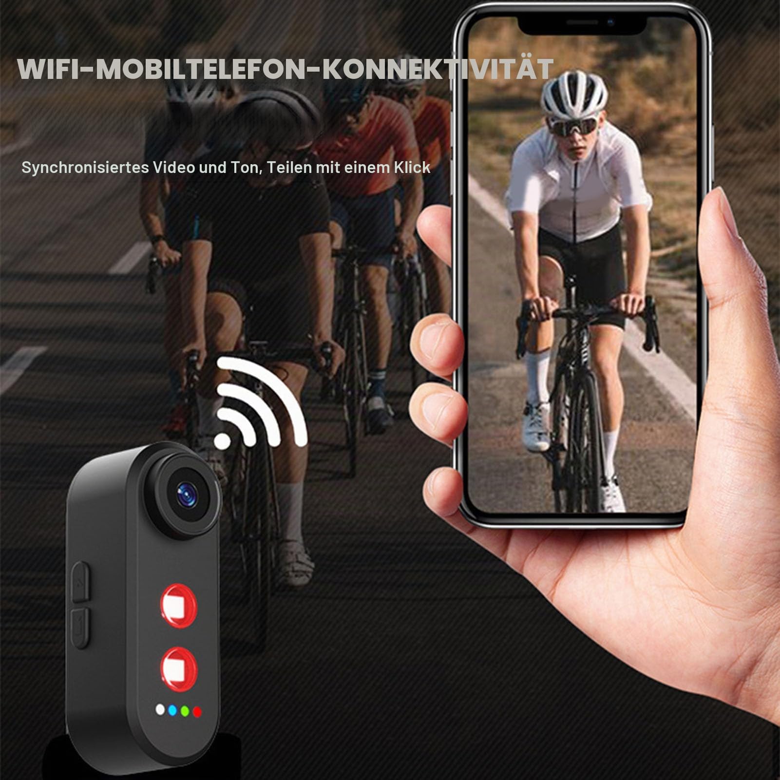 1080p -Fahrradkamera mit Rücklicht, Fahrrad -Rückansichtskamera, 140 ° Weitwinkel, IPX6 Wassersicher, Nacht Sichtbar, Schleifenaufzeichnung, App -Support, 8H -Akku für das (32G)
