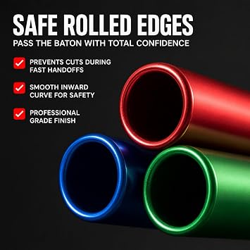 Amber Athletics Gear Aluminum Anodized Adult Relay Batons Set for Athletics Sprints Running Set IAAF Certified (8 Assorted Colors)