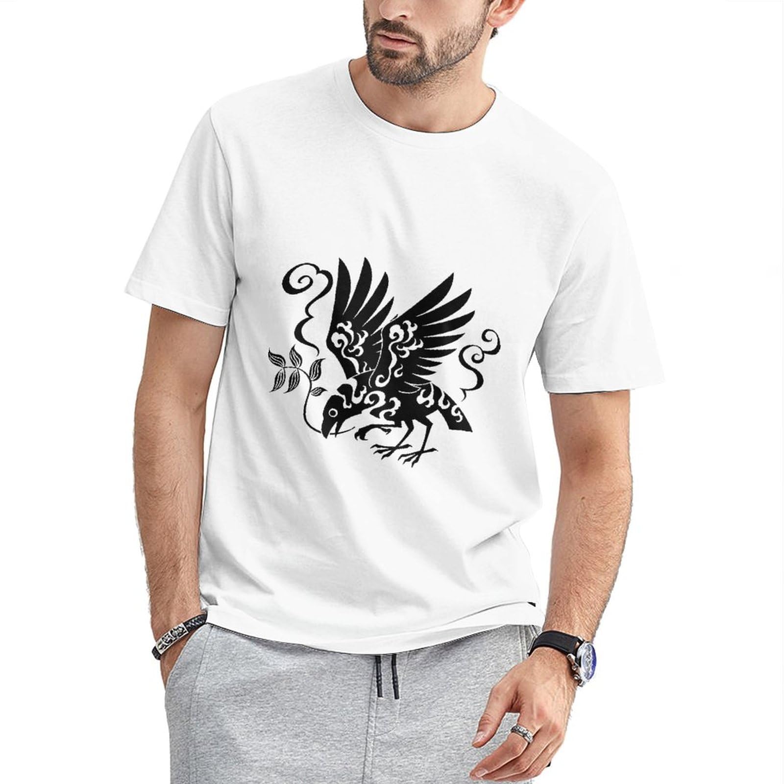 Amazon.co.jp: Tシャツ 八咫烏 カラス 鳥 半袖 メンズ レディース 