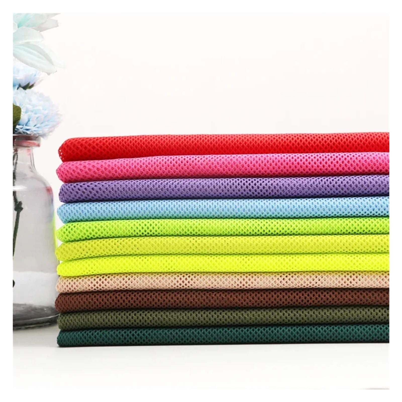 Tela de malla de baja elasticidad de 155 x 45 cm, tela de punto transpirable para coser mosquiteros, cortinas, camisetas, ropa deportiva y manualidades (16,155 x 500 cm)