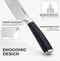 Vista 6 de Cuchillo Nakiri - Cuchillo de verduras de 7" de corte preciso, cuchillo de cocina de acero de alto carbono, cuchillo de chef japonés multiusos