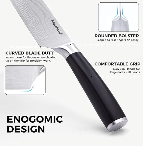 Miniatura 6 de Nakiri - Cuchillo de cocina afilado de 7 pulgadas, cuchillo de cocina de acero de alto carbono, cuchillo de chef japonés multiusos para cortar carne