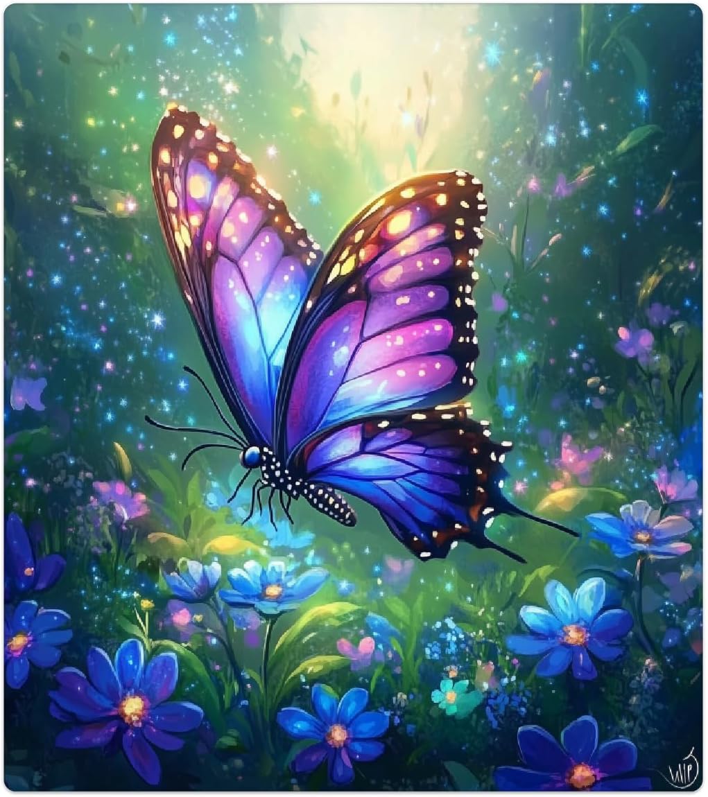 Dishwasher Covers Refrigerator Magnetic Panel Decals Colorful Butterfly Purple Flowers Magnetic Sheet Sticker Wash Machine Fridge Panel Decal for Home Kitchen Decoration