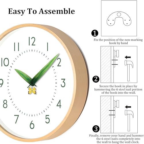 Miniatura 6 de Maxspace Reloj de pared moderno, reloj silencioso sin tictac de 8 pulgadas, funciona con pilas, reloj de pared analógico para sala de estar,