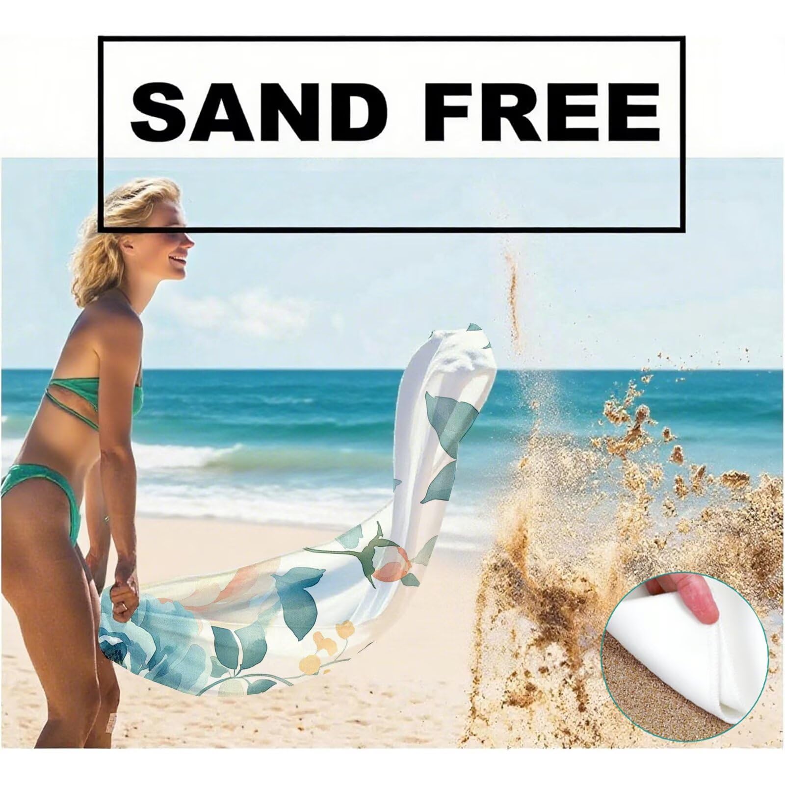 Toallas de Playa Microfibra Flor Toalla Playa Grande 180x90 cm Mujer Hombre Secado Rápido Absorbente Toallas Gimnasio Suave Sin Arena Ligera Toalla Microfibra para Playas Piscina Viajes Camping Q-261