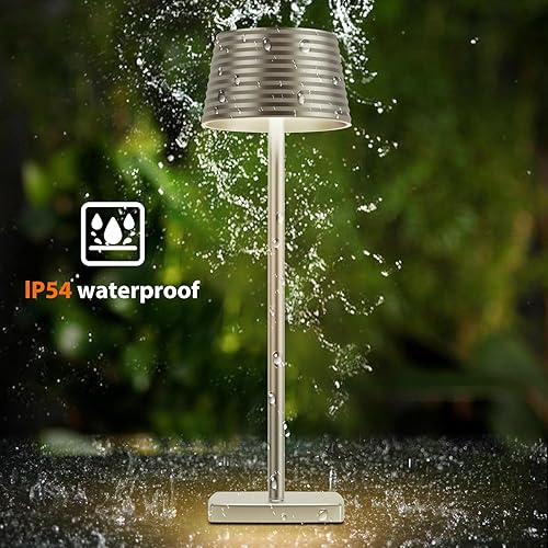 Miniatura 5 de Lámpara de mesa inalámbrica recargable, batería de 6000 mAh, carcasa de aluminio de metal, lámpara de escritorio portátil LED USB, 3 niveles de