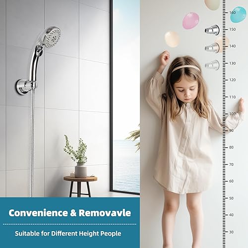 Miniatura 4 de iFealClear Soporte de cabezal de ducha con ventosa al vacío, soporte de cabezal de ducha de mano extraíble, soporte rociador de cabezal de ducha,