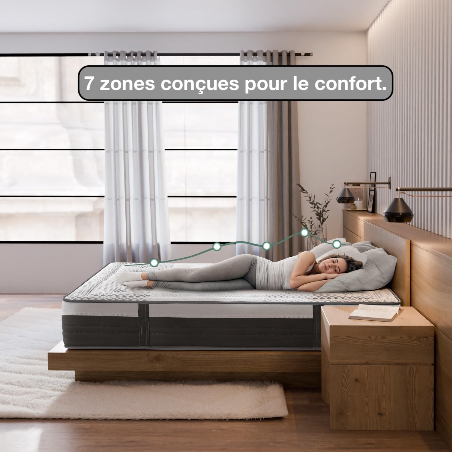 T-ORMU Matelas 140x190 Mémoire de Forme Premium – 27 cm Épaisseur – Matelas Ferme Orthopédique 7 Zones – Soulage Le Mal de Dos – Hypoallergénique Respirant – pour 2 Personnes
