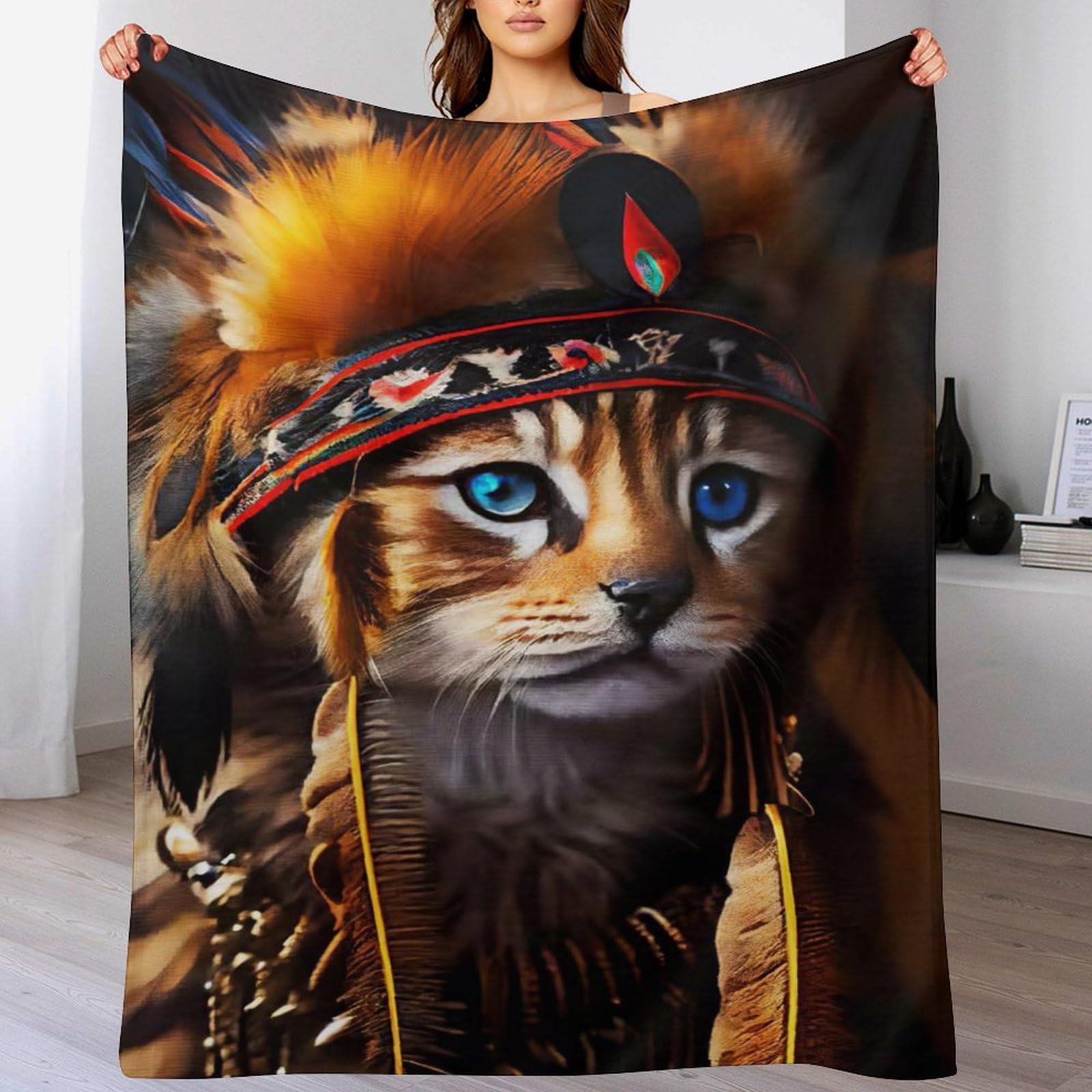 Couverture confortable flannel molleton motif chat toutes saisons